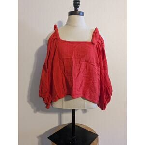 Billabong off the shoulder coral long‎ sleeve blouse size S